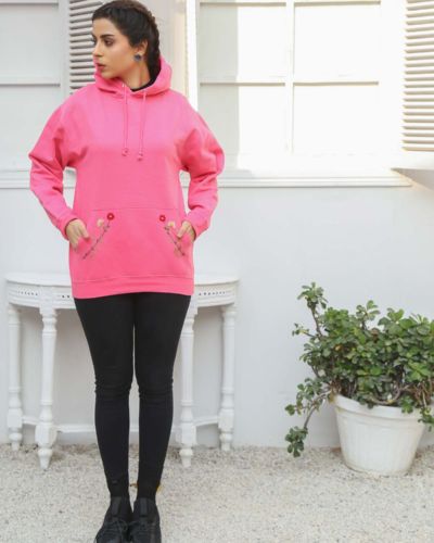 Flower Power <br/><span> Fuchsia Pink Pullover Hoodie