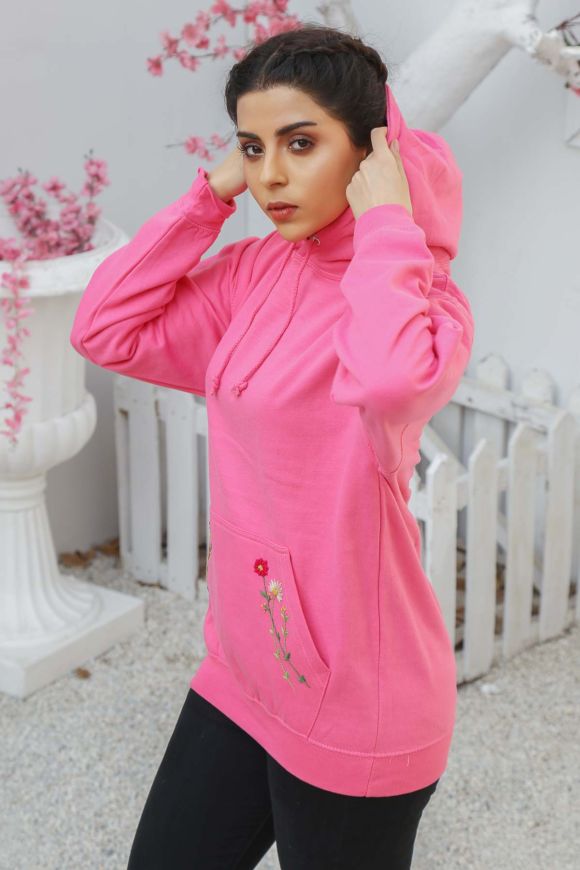 Flower Power <br/><span> Fuchsia Pink Pullover Hoodie