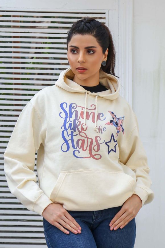 Shine like the Star <br/><span> Off White Pullover Hoodie