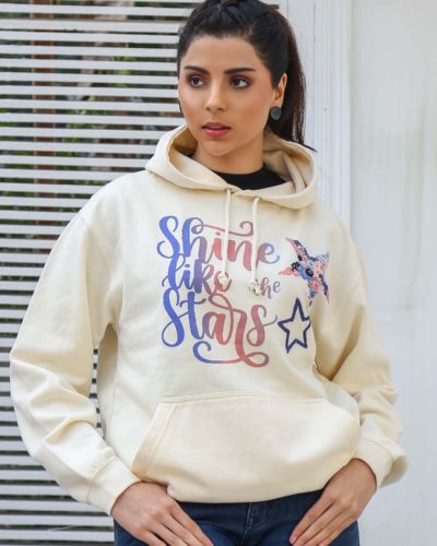 Shine like the Star <br/><span> Off White Pullover Hoodie