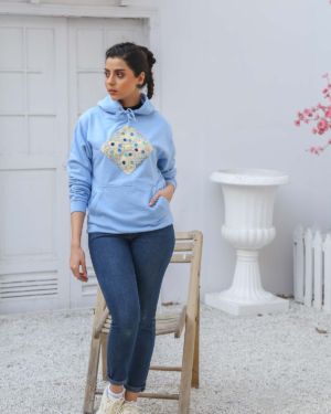 Crochet Craze <br/><span> Sky Blue Pullover Hoodie