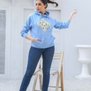 Crochet Craze <br/><span> Sky Blue Pullover Hoodie