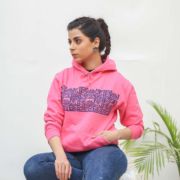 Block Print Mania <br/><span> Fuchsia Pink Pullover Hoodie