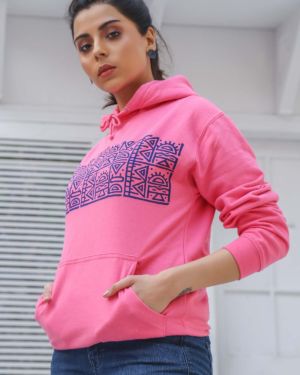 Block Print Mania <br/><span> Fuchsia Pink Pullover Hoodie