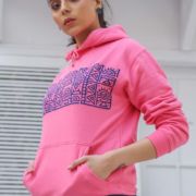 Block Print Mania <br/><span> Fuchsia Pink Pullover Hoodie