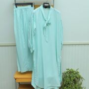 solid light green co-ord set ready to wear shirt trouser